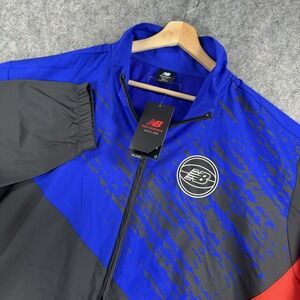 New Balance Basketball Windbreaker Jacket Mens 2XL Blue Red Colorblock MJ21590